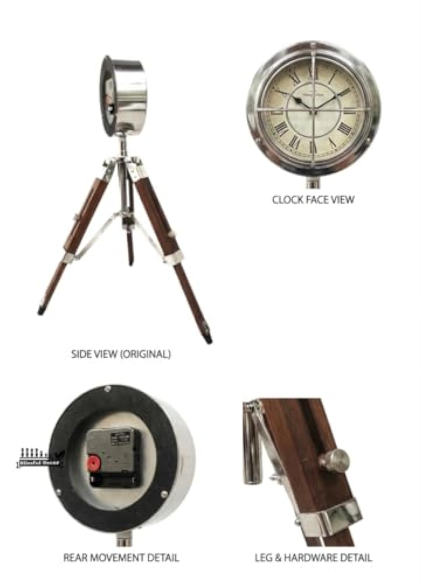 Wooden Table Clock with Roman Numerals, Floor Standing