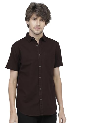 Image of Ketch Men's Cotton Slim Fit Solid Half Sleeve Shirt
