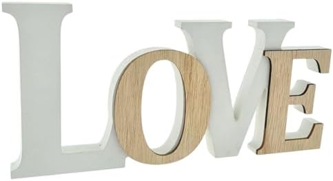 Decorative Word Love Wooden Letters White Beige Decorative Figure...