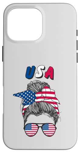 USA、アメリカ国旗、アメリカガール、アメリカンレディースガールズ。 スマホケース iPhone 16 Pro Max 用