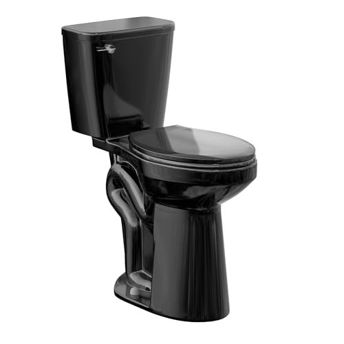 Simple Project 21 Inch Black High Toilet Elongated With Comfort Chair Seat, 1.28 Gpf Powerful Single Flush Extra Tall Toilet, 12 Inch Rough In Bathrooms Comfort Height For Seniors & Tall Person