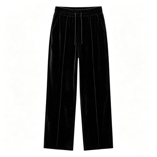 Velvet Wide Leg Pants for Women Drawstring Elastic Waist Vertical Seam - image 5