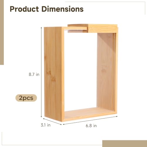 Image of 2 Pcs Wooden Cereal Storage Boxes, 8.7 x 6.8 x 3.1 in Dry Food Dispenser with Slide Lid, Visible Window, Wood Food Storage Container for Kitchen, Pantry Organization