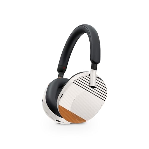 Image of MightySkins Carbon Fiber Skin Compatible with Sony WH-1000XM5 Headphones - Neutral Stripes | Protective, Durable Textured Carbon Fiber Finish | Easy to Apply