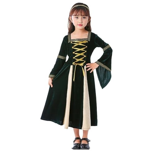 Genérico Disfraz Medieval Niña Vestido De Corte Retro. Traje De Cosplay con Bordados Jacquard para Niños 4 A 12 Años. Ropa Actuación Princesa. Disfraz Carnaval Noble