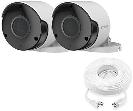 Wisenet SDC-89445BF 5MP CCTV Surveillance Weatherproof Bullet Security Camera 82ft IR Distance Plastic Housing 3.6mm Lens 104° Wide Angle (Double Pack)