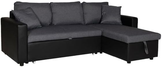 Happy Garden canapé d'angle Convertible Wade 3 Places en Tissu Gris