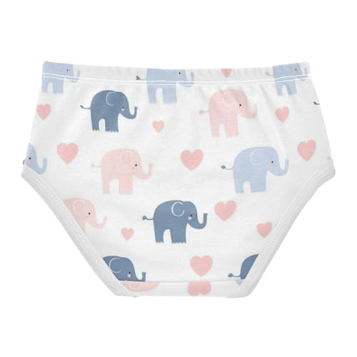 Wusikd Cute Elephants Girls' Underwear Cotton Pink Hearts Girls Briefs Soft Toddler Underwear 2T2