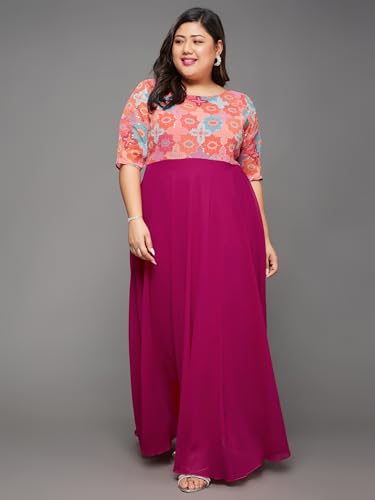 Image of Miss Chase A+ Women's V-Neck Three-Quarter Sleeve Floral Wrap Chiffon Midi Dress