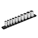 ARES 70149 | 3/8-Inch Drive Aluminum Socket Organizer | Store up to 10 Sockets and Keep Your Tool Box Organized | Sockets Will Not Fall Off this Rail