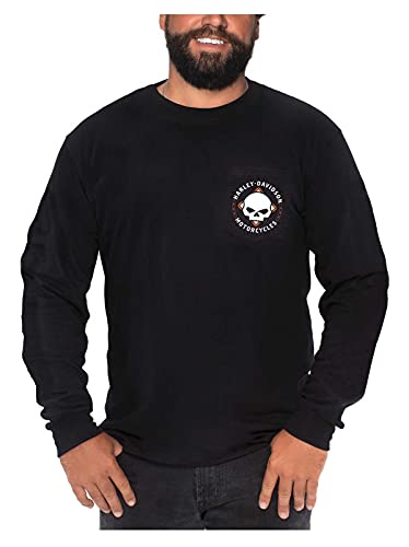 Harley-Davidson Men's Road Badge Long Sleeve Chest Pocket Cotton Shirt - Black