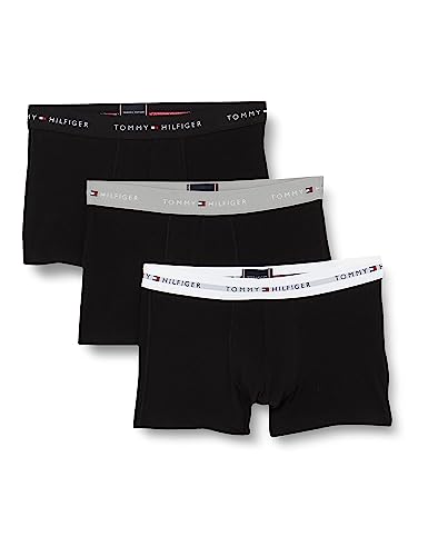 Tommy Hilfiger Herren 3er Pack Boxershorts Trunks mit Logobund, Mehrfarbig (Grey Heather/Black/White), XXL