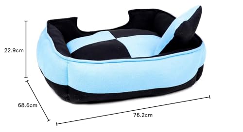 Image of Petslover Ultra Soft Sky Blue & Black Color Fleece Fabric Polyester Filled Sofa Reversible Dog /Cat Beds (Export Quality) -XXL