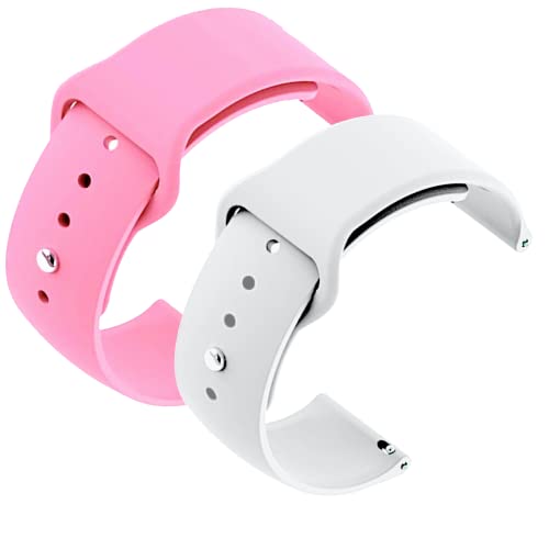 Image of YODI New Accessories Silicone 22MM Strap Belt Band for Smart Watch (Set of 2 Color) Combo Pack (Smart Watch NOT Included) (Pink-White)