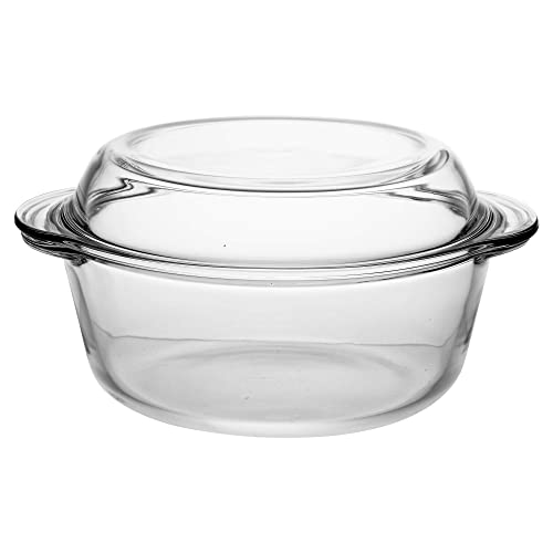 1.5 Litre Borcam Round Casserole Oven Dish with Glass Lid
