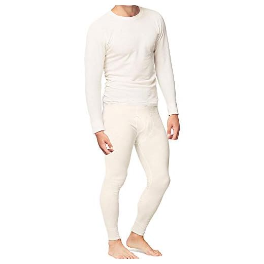 Place and Street Men’s Cotton Thermal Underwear Set Shirt Pants Long Johns White