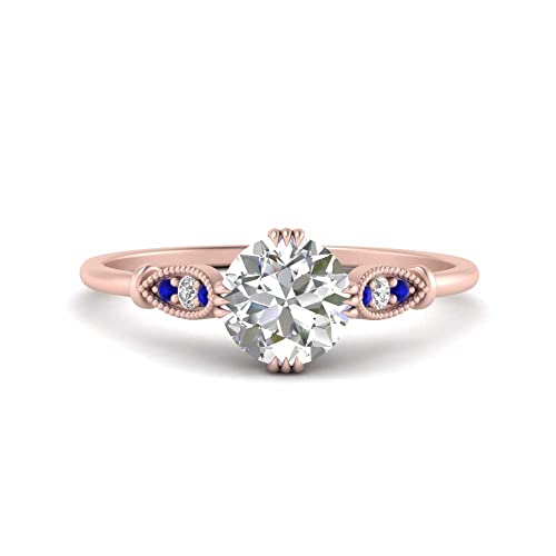 Image of Choose Your Gemstone Delicate Round Cathedral Engagement Ring Rose Gold Plated Round Shape Petite Engagement Rings Minimal Modern Design Birthday Gift Wedding Gift US Size 4 to 12