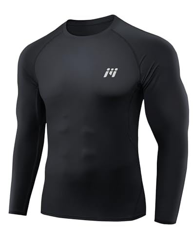 MEETWEE Camiseta Compresion Hombre, Hombre Transpirable Secado rápido para Running Gym Ciclismo Ropa Deportiva Manga Larga Base Layers para Running Gym Ciclismo Camisa