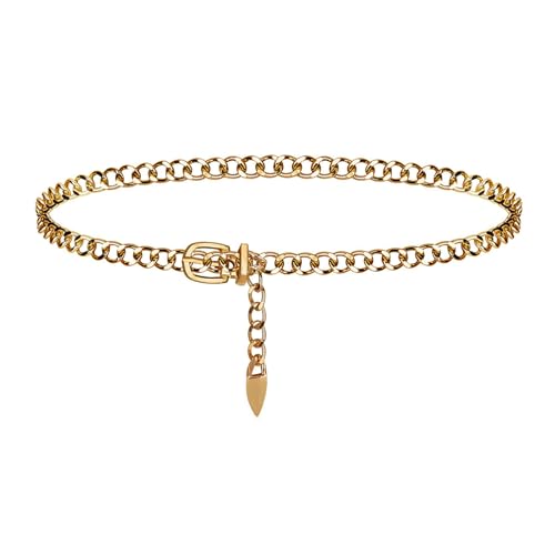 Metal Chain Belt, Ladies Waist Chains for Women - Adjustable, Gold, Silver