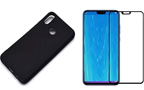 Compatibile per HUAWEI HONOR VIEW 10 LITE (6.5)/ HONOR 8X JSN-AL00 JSN-AL00a JSN-TL00 JSN-L21 Custodia COVER GEL protezione matte SILICONE tpu + PELLICOLA vetro TEMPERATO GLASS full cornice NERO