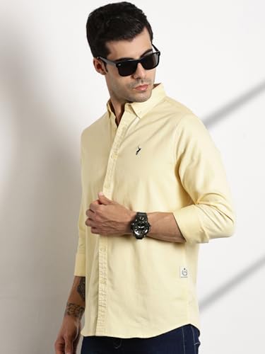 Image of Thomas Scott Men's Cricket Club Collection Classic Regular Fit Twill Shirt | 100% Cotton Long Sleeve Solid Shirt with Button Down Collar (Available in Plus Size)