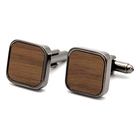 NaturSchatulle Manschettenknöpfe Herren Holz I 1 Paar Schwarz Manschettenknopf Eckig Hemd Hochzeit Anzug Männer Cufflinks for Men Cover
