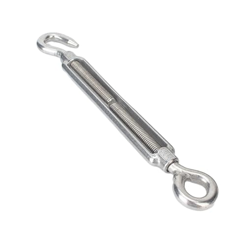 CYCOOPE M16 Turnbuckle Wire Tensioner 304 Stainless Steel Adjustable Hook and Eye Wire Rope Cable Tensioner Heavy Duty for Marine Shade Sail Railing Garden DIY String Light 1 Pack