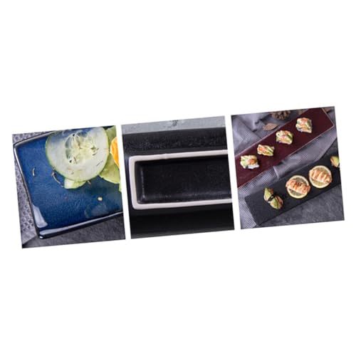 Plato de cerámica rectangular para sushi rojo miniatura 5
