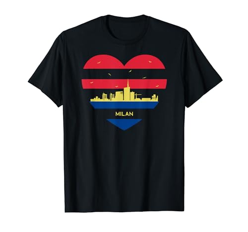 Italy City Skyline cityscape Heart Shape Birds Flying Milan Camiseta