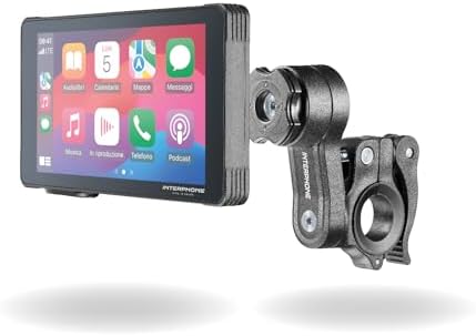 Navigatore GPS Moto 5 Pollici Con CarPlay Wireless E Android Auto - Touch Screen IPX7 Impermeabile, Doppio Bluetooth, Kit Staffa Incluso