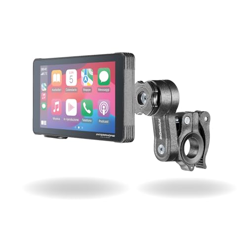 Interphone - Display Moto Carplay - Android Con Attacco A Manubrio Tondo Incluso, 5 Pollici - Impermeabile - Utilizzabile Con Supporti Quiklox Auto E 