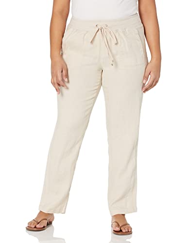 Tommy Hilfiger Pantalón de lino ligero para mujer, talla grande, estilo casual, Guijarro, 22 Plus