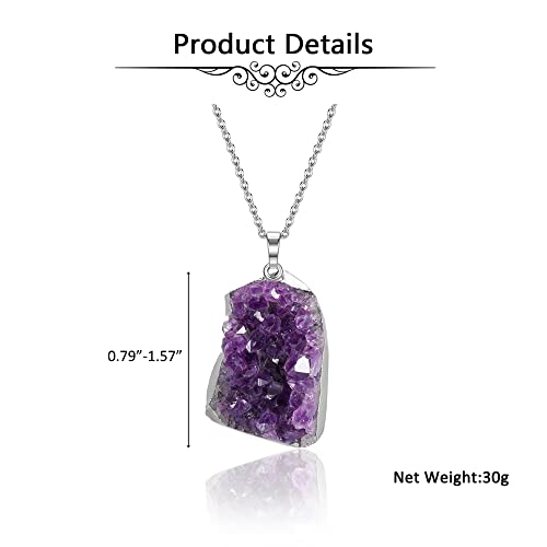 Pesoenth Amethyst Healing Crystal Necklace Women Natual Raw Amethyst Stone Crystal Druzy Stone Pendant Necklace Reiki Spirtual Jewelry For Girl Gift #TOP4