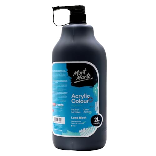 Mont Marte Discovery School Acrylic, Black, 1/2 Gallon (2 Liter). Ideal for Students and Artists. Excellent Coverage and Fast Drying. Pump Lid Included.