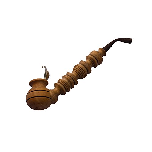 Handmade Wooden Smoking Pipe Metal Bowl Cover Tobacco (Amber)