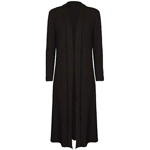 Mustwearit Womens Maxi Long Length Boyfriend Cardigan Collared Top Long Full Sleeve Floaty Cardi Black Cover