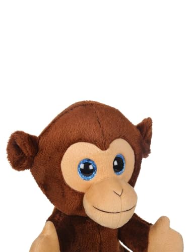 Image of Mirada Dark Brown Cute Plush Stuffed Glitter Eye Monkey Soft Toy - 25 cm