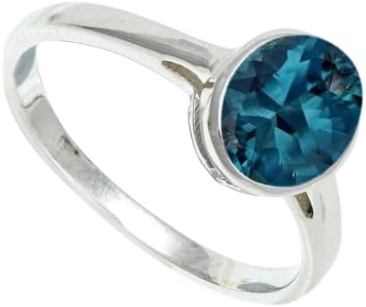 SILVERNROCK London Blue Topaz Lab Grown Gemstone Silver plated Meditation Ring H