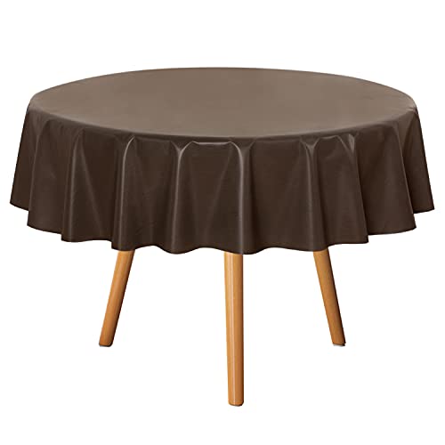 Image of sancua 100% Waterproof Round PVC Tablecloth - 60 Inch - Oil Proof Spill Proof Vinyl Table Cloth, Wipe Clean Table Cover for Dining Tables, Buffet Parties and Camping, Coffee