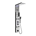 ELLO&ALLO LED Rainfall Shower Head and Rain Massage System with Body Jets Stainless Steel Bathroom Shower Panel Tower System with Shelf, Brushed Nickel&Black
