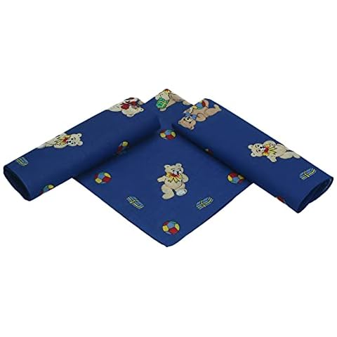Betz 3er Pack Kinder Nickituch Bandana Kopftuch Halstuch BÄREN mit SCHLEIFE Größe ca. 41 x 41 cm 100% Baumwolle Farben: rot, blau Farbe blau Cover