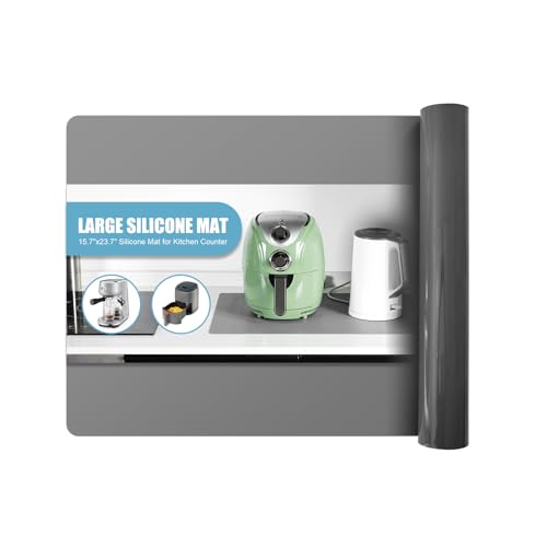 KitchenRaku Tappetino in silicone extra grande,antiscivolo, antiaderente, resistente al calore, riutilizzabile, per alimenti, lavabile in lavastoviglie (Grigio, 50x70cm)
