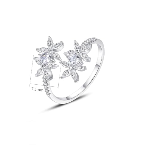 D-color VVS1 Clarity Moissanite Open Ring for Wedding/Engagement, 14K Gold Flower Adjustable Ring, Ideal Birthday Gift for Her2