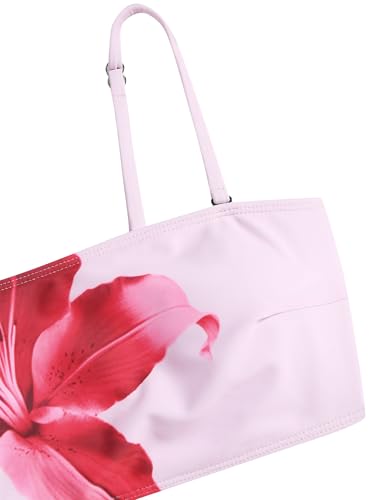 Image of ZAFUL Women's High Cut Bandeau Bikini Set Strapless Solid Color 2 Pieces Bathing Suit Swimsuit