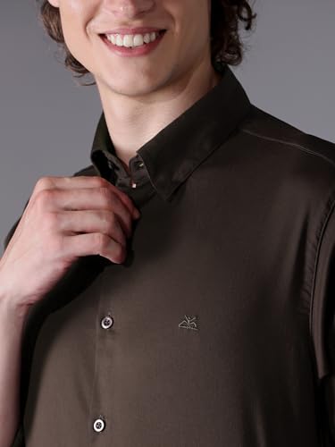 Image of BEYOUNG Regular Fit Formal Satin Shirt for Men | Full Sleeves | Men's Stylish Satin Silk Shirt | Formal Shirt | Buttondown Collar | Satin Solid Shirt for Men