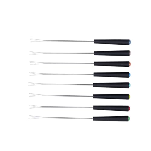 Wakauto Plastic Handle Forks Stainless Steel 8pcs Cheese Fondue Fork Set for Outdoor Bbq Picnic Camping Random
