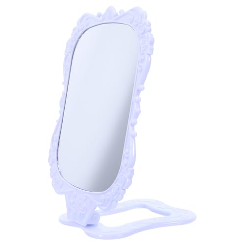 Miroir de maquillage rétro blanc à motif floral rose de bureau compact - 2
