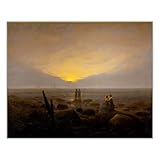 Gnvkd Ecbxz Caspar David Friedrich Póster Y Grabados《Salida De La Luna sobre El Mar》Cuadro De Lienzo Paisaje Vintage Arte De Pared para Cuadros De Decoración del Hogar 50x70cm Sin Marco