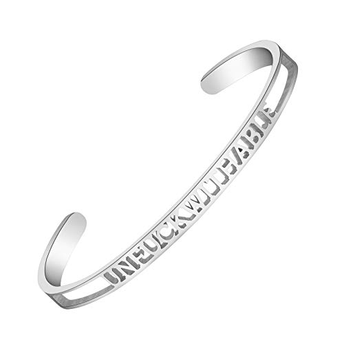 MYOSPARK Hand Stamped Unfuckwithable Cuff Bangle Bracelet Inspirational Gift for Graduate Feminist