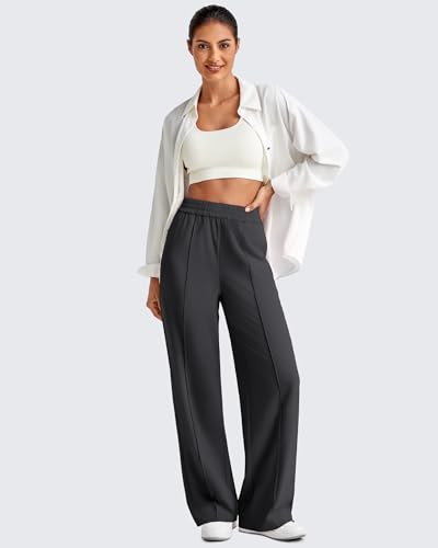 G4Free Wide Leg Pants Women Lightweight High Waisted Workout Lounge Trousers with Pockets(Black,L,31")2